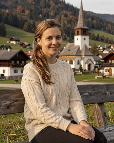 Slovakian woman relaxing in a charming Slovak mountain village, showcasing the natural beauty and outdoor lifestyle of Slovak brides