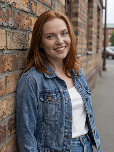 Alesia, a 28-year-old Belarusian woman with auburn hair in a denim jacket open to international dating