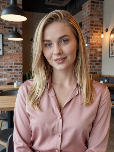 Daryna, 31-year-old Ukrainian woman from Kyiv sitting in a stylish cafe ready for an international dating journey